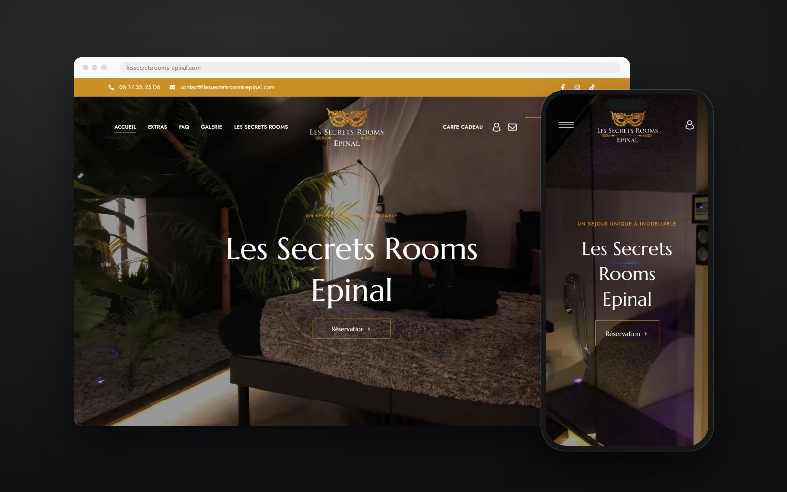 Site des Secrets Rooms sur ordinateur et sur smartphone