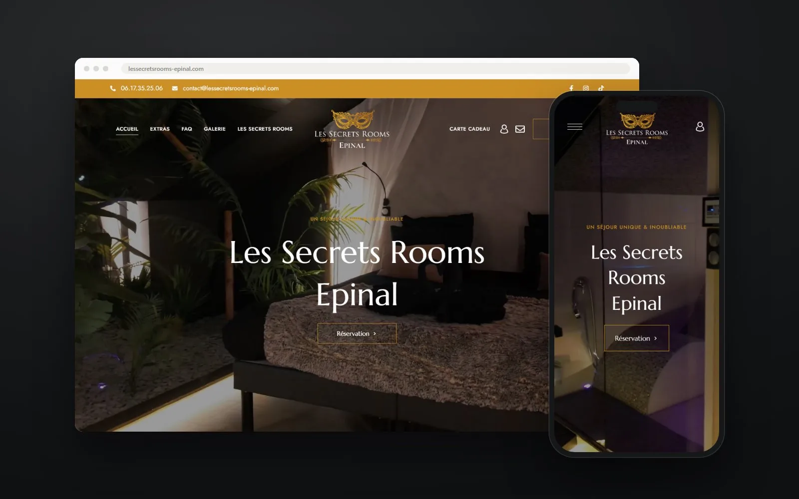 Site des Secrets Rooms sur ordinateur et sur smartphone